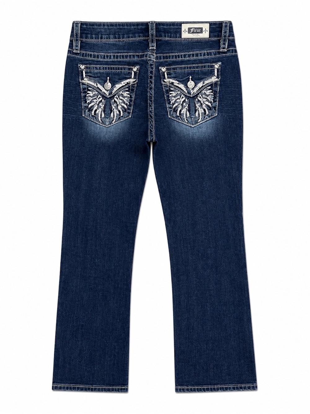Fleur De Lis by Miss Me Bootcut Embroidered Embellished Wings Women's Jeans 29/8